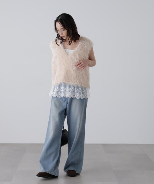 FREE'S MART（フリーズマート）の「◆レースドッキングタンクトップ（タンクトップ・レディース・ホワイト・FREE）」の7枚目の写真