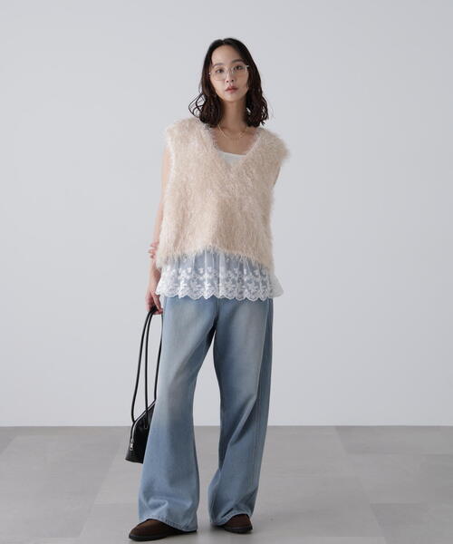 FREE'S MART（フリーズマート）の「◆レースドッキングタンクトップ（タンクトップ・レディース・ホワイト・FREE）」の8枚目の写真