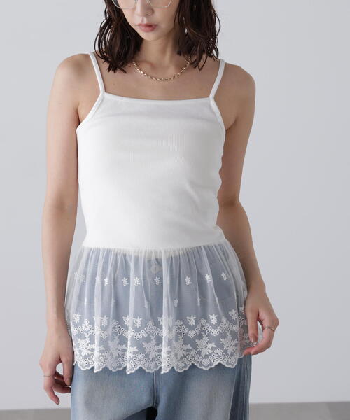 FREE'S MART（フリーズマート）の「◆レースドッキングタンクトップ（タンクトップ・レディース・ホワイト・FREE）」の10枚目の写真