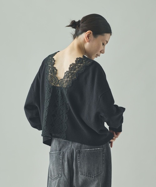 Curensology（カレンソロジー）の「Curensology(カレンソロジー)/バックレースニットプルオーバー（ニット/セーター・レディース・ブラック/ダークブラウン/ネイビー・FREE）」の19枚目の写真