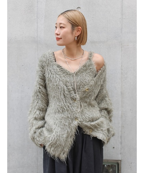 Ungrid（アングリッド）の「起毛ニットアンサンブル（カーディガン/ボレロ・レディース・チャコールグレー/イエロー/ヘザーグレー/オレンジ・FREE）」の3枚目の写真