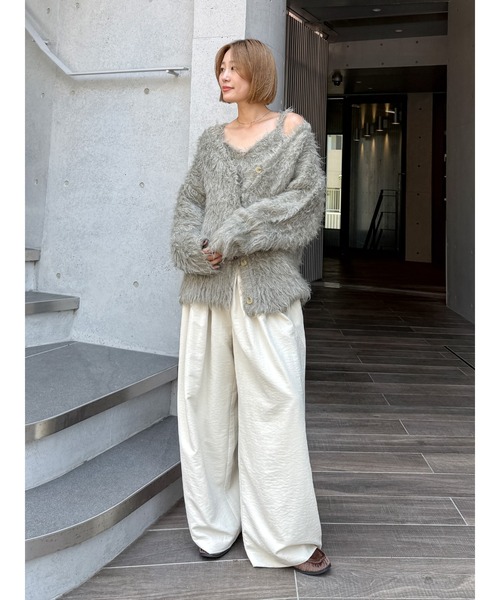 Ungrid（アングリッド）の「起毛ニットアンサンブル（カーディガン/ボレロ・レディース・チャコールグレー/イエロー/ヘザーグレー/オレンジ・FREE）」の6枚目の写真