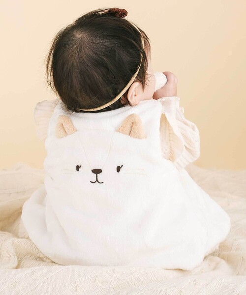 SLAP SLIP BABY（スラップスリップベビー）の「【お揃い】アニマルクマウサギネコ恐竜ポコポコボアベストベビー(70~80cm)（その他ベビーウェア・キッズ・ベージュ/オフホワイト/ピンク/グリーン・FREE）」の2枚目の写真