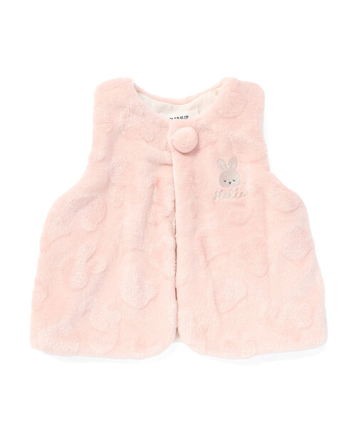 SLAP SLIP BABY（スラップスリップベビー）の「【お揃い】アニマルクマウサギネコ恐竜ポコポコボアベストベビー(70~80cm)（その他ベビーウェア・キッズ・ベージュ/オフホワイト/ピンク/グリーン・FREE）」の4枚目の写真