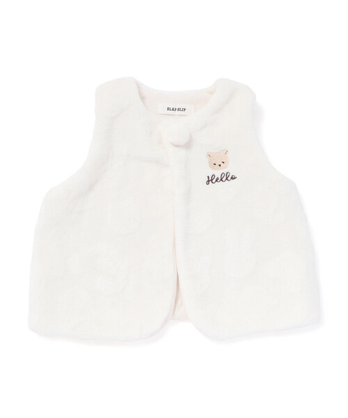 SLAP SLIP BABY（スラップスリップベビー）の「【お揃い】アニマルクマウサギネコ恐竜ポコポコボアベストベビー(70~80cm)（その他ベビーウェア・キッズ・ベージュ/オフホワイト/ピンク/グリーン・FREE）」の10枚目の写真
