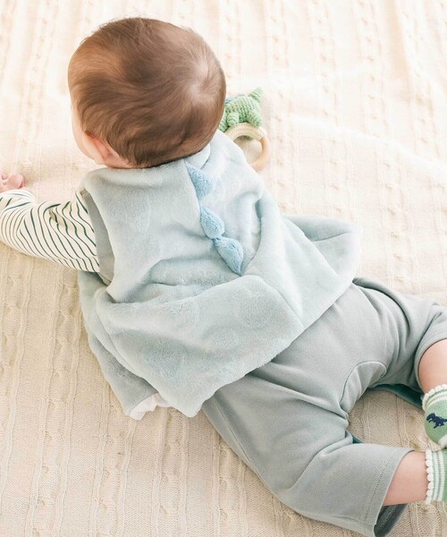 SLAP SLIP BABY（スラップスリップベビー）の「【お揃い】アニマルクマウサギネコ恐竜ポコポコボアベストベビー(70~80cm)（その他ベビーウェア・キッズ・ベージュ/オフホワイト/ピンク/グリーン・FREE）」の9枚目の写真