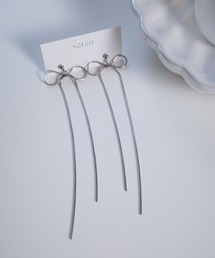 saran jewelry/ロング リボンチェーン ピアス