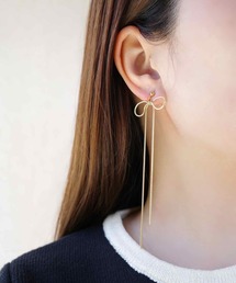 saran jewelry/ロング リボンチェーン ピアス