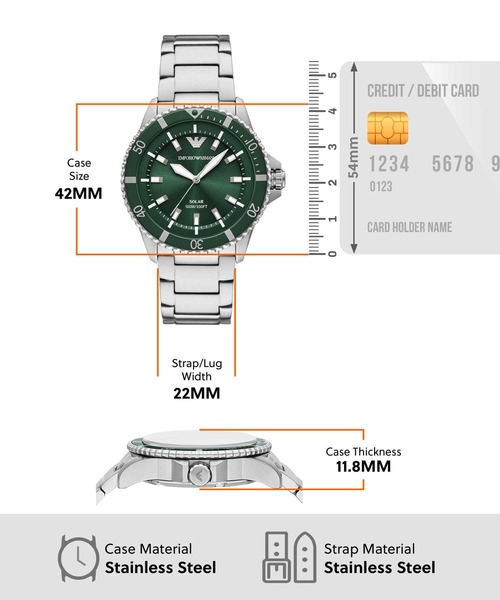 EMPORIO ARMANI（エンポリオアルマーニ）の「エンポリオ・アルマーニ 腕時計 メンズ アナログ ステンレス AR11698（アナログ腕時計・メンズ・シルバー・FREE）」の9枚目の写真