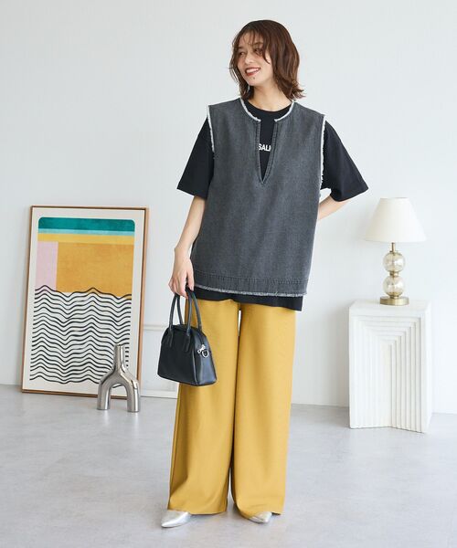 ELENCARE DUE（エレンカーレデュエ）の「・ELENCARE DUE ロゴptTEE（Tシャツ/カットソー・レディース・カーキ/ブラック/オフホワイト・FREE）」の21枚目の写真