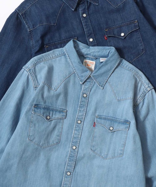 Levi's（リーバイス）の「Levi's/リーバイス DENIM WESTERN SHIRT/レギュラーフィット デニム ウエスタンシャツ/レギュラーカラーシャツ/レディース メンズ（シャツ/ブラウス・メンズ・インディゴブルー/ライトインディゴブルー・M/XL/L）」の2枚目の写真