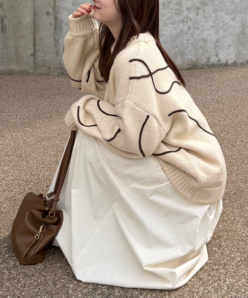 nuance tape line knit/ニュアンステープラインニットOLUN nuance tape line knit/ニュアンステープラインニット（ニット