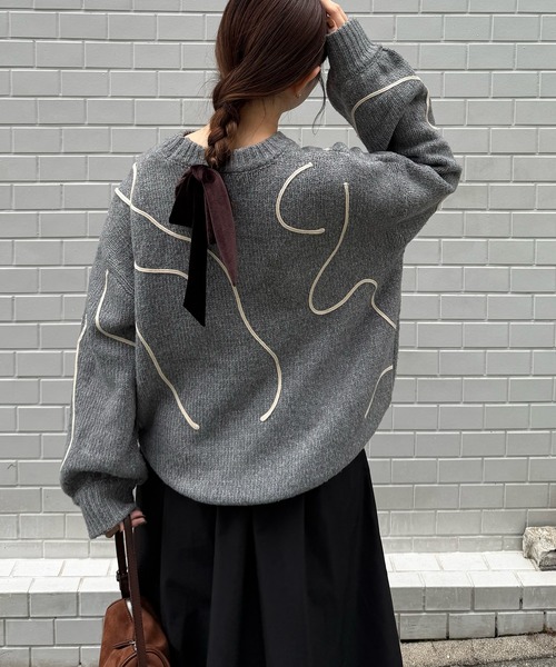 OLUN（オルン）の「nuance tape line knit/ニュアンステープライン