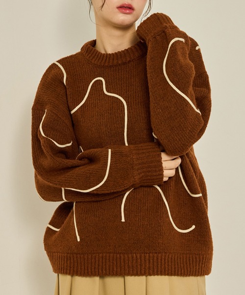 OLUN ニュアンステープラインニット nuance tape line knit/ニュアンステープラインニット（ニット