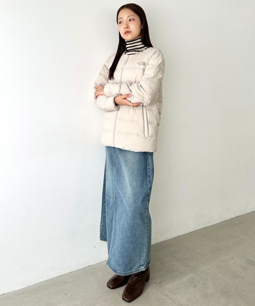 THE NORTH FACE ノーカラー ダウンジャケット アウター ベージュ THE NORTH FACE（ザノースフェイス）の「国内未発売 THE NORTH FACE(ザ