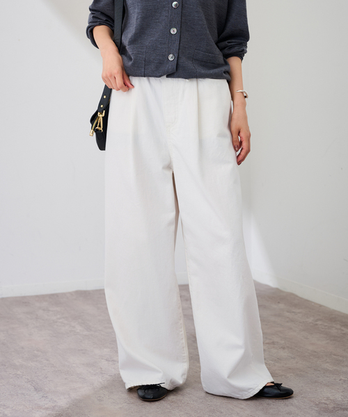 FRAMeWORK(フレームワーク)の「≪追加≫ライトオンスデニムイージーパンツ(デニムパンツ・レディース・ネイビー/ホワイト・36/38)」の2枚目の写真