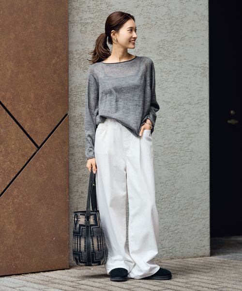 FRAMeWORK(フレームワーク)の「≪追加≫ライトオンスデニムイージーパンツ(デニムパンツ・レディース・ネイビー/ホワイト・36/38)」の4枚目の写真