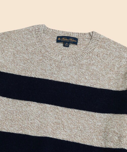 BROOKS BROTHERS(ブルックスブラザーズ)の「ウール ストライプ クルーネックセーター(ニット/セーター・メンズ・オートミール・LARGE/MEDIUM/SMALL/X-LARGE)」の2枚目の写真