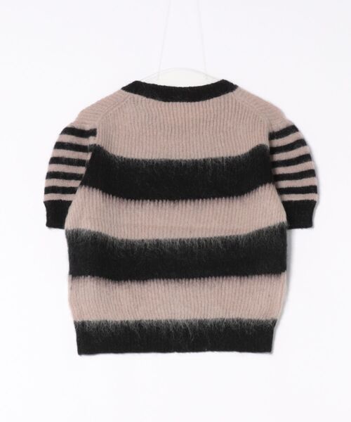 ALLSAINTS(オールセインツ)の「CLEM STRIPED KNITTED T-SHIRT | CLEM ストライプ ニット Tシャツ(ニット/セーター・レディース・ブラック系その他・M/XS/S)」の7枚目の写真