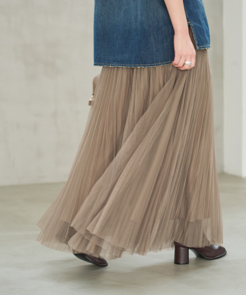 Spick & Span（スピックアンドスパン）の「ランダムチュールプリーツスカート（スカート・レディース・ブラック/グレー/モカ・38/36）」の3枚目の写真