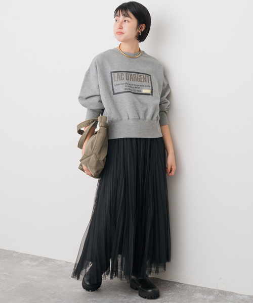 Sou様　Spick & Span ランダムプリーツチュールスカート グレー ランダムチュールプリーツスカート（スカート）｜Spick & Span