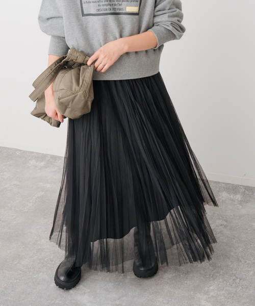 Spick & Span（スピックアンドスパン）の「ランダムチュールプリーツスカート（スカート・レディース・ブラック/グレー/モカ・38/36）」の7枚目の写真