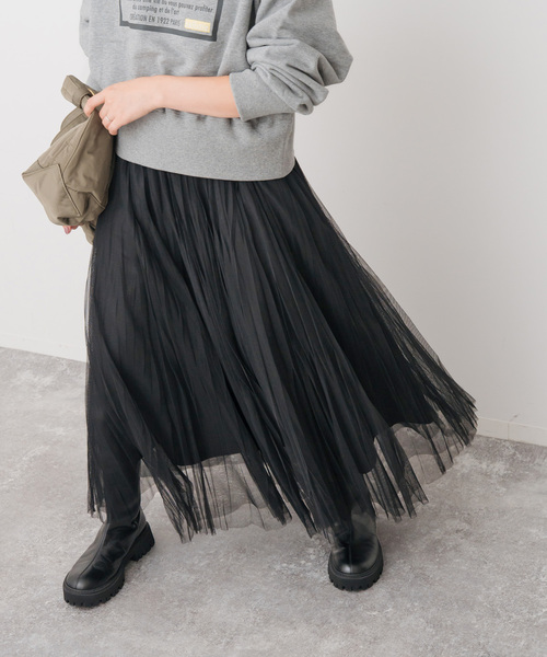 Spick & Span（スピックアンドスパン）の「ランダムチュールプリーツスカート（スカート・レディース・ブラック/グレー/モカ・38/36）」の8枚目の写真