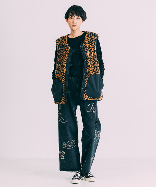 Freada（フリーダ）の「Freada/フリーダ メッシュ ベロア トップス（Tシャツ/カットソー・レディース・ブラック/ブルー/ベージュ・ONE SIZE）」の12枚目の写真