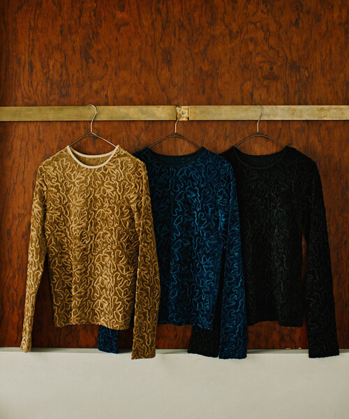 Freada（フリーダ）の「Freada/フリーダ メッシュ ベロア トップス（Tシャツ/カットソー・レディース・ブラック/ブルー/ベージュ・ONE SIZE）」の17枚目の写真