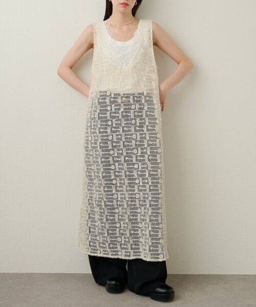 Omekashi（オメカシ）の「2WAYレースワンピース（ワンピース・レディース・ブラック/オフホワイト・38/36）」の2枚目の写真