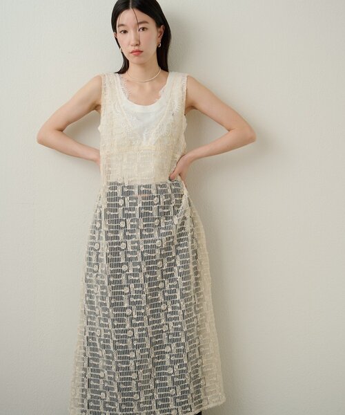 Omekashi（オメカシ）の「2WAYレースワンピース（ワンピース・レディース・ブラック/オフホワイト・38/36）」の9枚目の写真