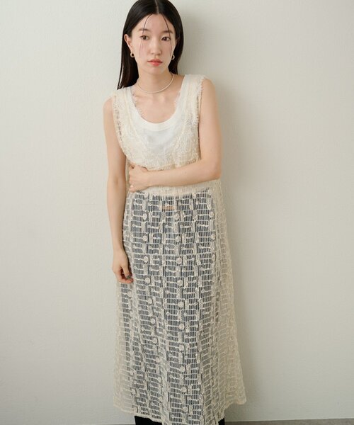 Omekashi（オメカシ）の「2WAYレースワンピース（ワンピース・レディース・ブラック/オフホワイト・38/36）」の10枚目の写真