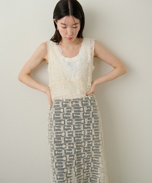 Omekashi（オメカシ）の「2WAYレースワンピース（ワンピース・レディース・ブラック/オフホワイト・38/36）」の4枚目の写真