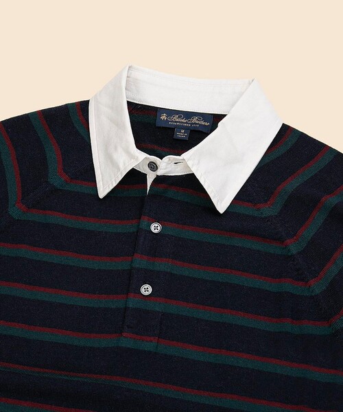 BROOKS BROTHERS（ブルックスブラザーズ）の「メリノウール　ラグランスリーブ　ラグビーセーター（ニット/セーター・メンズ・ネイビー・SMALL/MEDIUM/LARGE/X-LARGE）」の2枚目の写真
