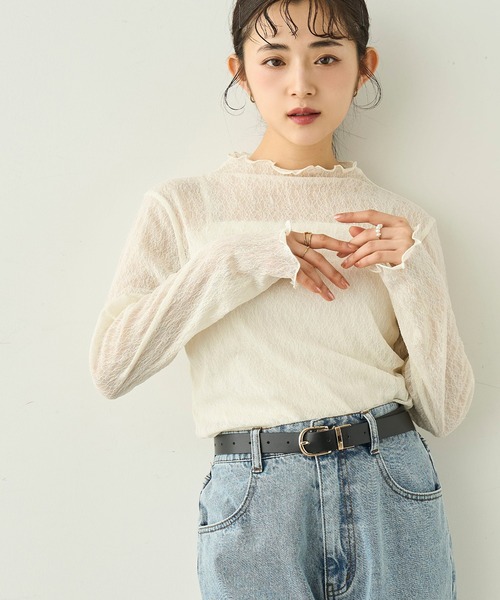 ニュアンス柄 シアートップス【588094】（Tシャツ/カットソー）｜mil