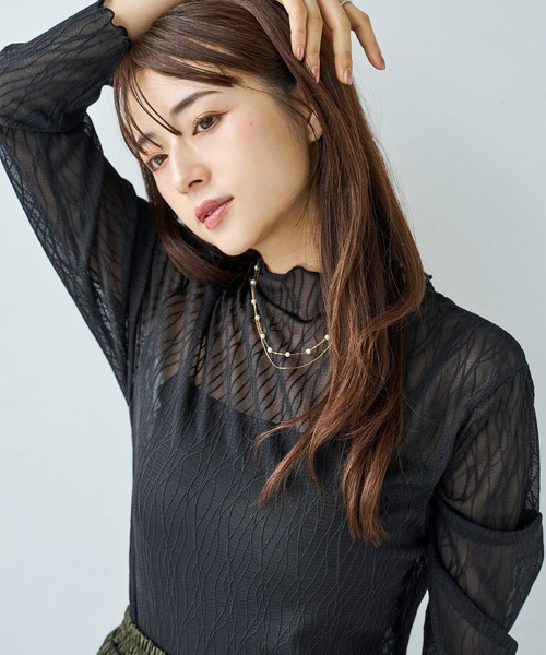 セール】ニュアンス柄 シアートップス【588094】（Tシャツ/カットソー