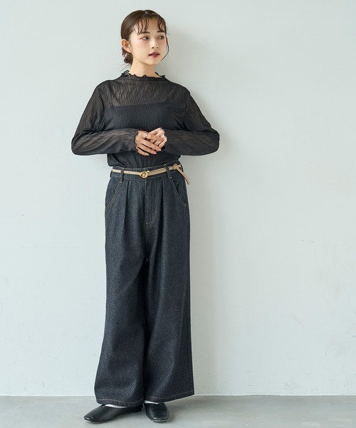 mil(ミル)の「ニュアンス柄 シアートップス【588094】(Tシャツ/カットソー・レディース・オフホワイト/モスグリーン/ブラック/ブラック系その他/ホワイト系その他/ミント・XS/S)」の21枚目の写真