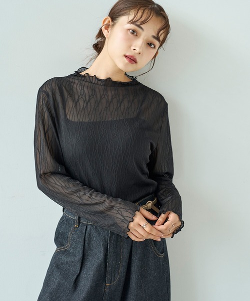 ニュアンス柄 シアートップス【588094】（Tシャツ/カットソー）｜mil