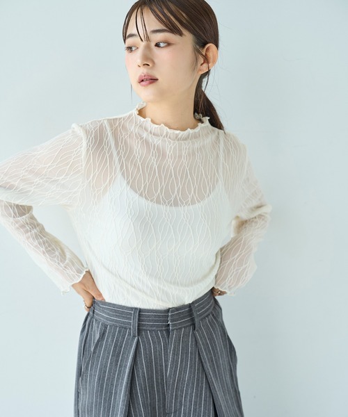 ニュアンス柄 シアートップス【588094】（Tシャツ/カットソー）｜mil