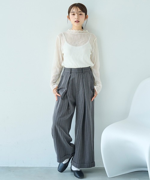 ニュアンス柄 シアートップス【588094】（Tシャツ/カットソー）｜mil