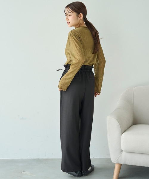 mil(ミル)の「ニュアンス柄 シアートップス【588094】(Tシャツ/カットソー・レディース・オフホワイト/モスグリーン/ブラック/ブラック系その他/ホワイト系その他/ミント・XS/S)」の13枚目の写真