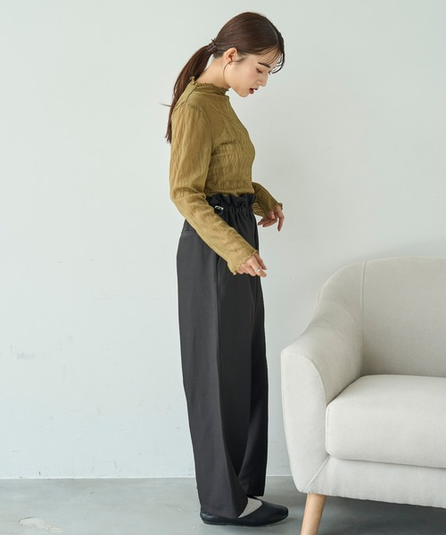 mil(ミル)の「ニュアンス柄 シアートップス【588094】(Tシャツ/カットソー・レディース・オフホワイト/モスグリーン/ブラック/ブラック系その他/ホワイト系その他/ミント・XS/S)」の14枚目の写真