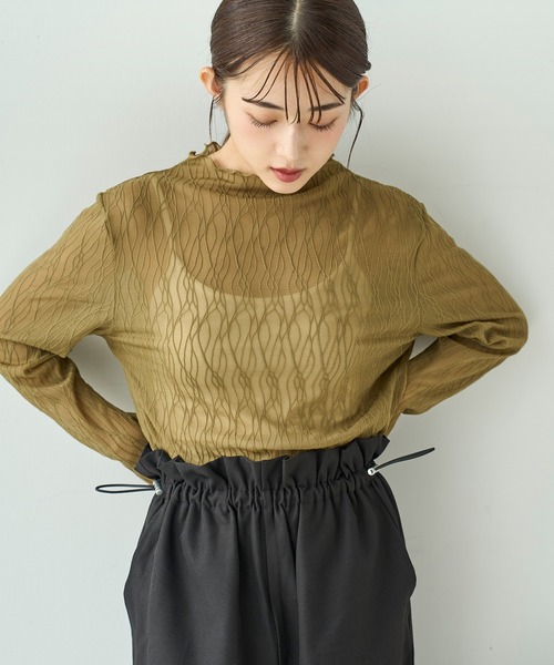ニュアンス柄 シアートップス【588094】（Tシャツ/カットソー）｜mil