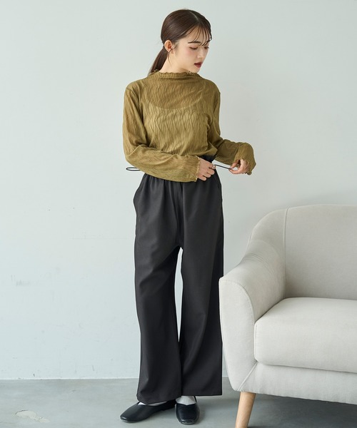mil(ミル)の「ニュアンス柄 シアートップス【588094】(Tシャツ/カットソー・レディース・オフホワイト/モスグリーン/ブラック/ブラック系その他/ホワイト系その他/ミント・XS/S)」の10枚目の写真