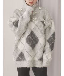 merry jenny | fluffyアーガイルZIPニット(ニット/セーター)