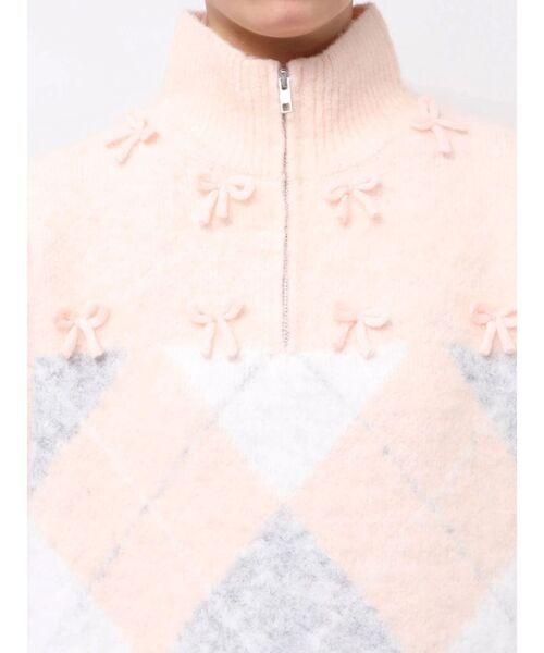 merry jenny（メリージェニー）の「fluffyアーガイルZIPニット（ニット/セーター・レディース・ピンク/グレー・FREE）」の18枚目の写真