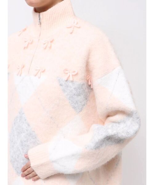 merry jenny（メリージェニー）の「fluffyアーガイルZIPニット（ニット/セーター・レディース・ピンク/グレー・FREE）」の19枚目の写真