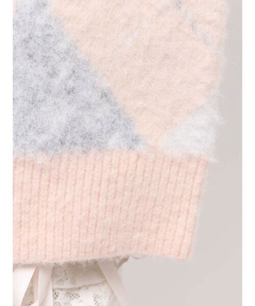 merry jenny（メリージェニー）の「fluffyアーガイルZIPニット（ニット/セーター・レディース・ピンク/グレー・FREE）」の20枚目の写真