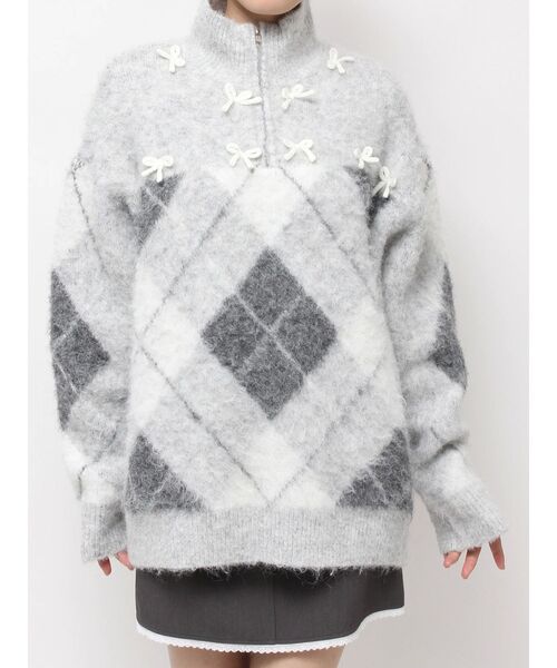 セール】fluffyアーガイルZIPニット（ニット/セーター）｜merry jenny