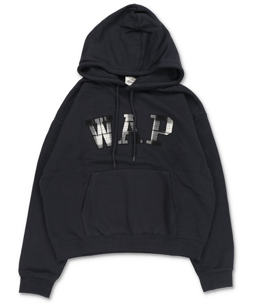 SPINNS(スピンズ)の「短丈スウェットパーカー/チェック/パッチワークロゴ/ショート丈(パーカー・メンズ・ブラック/ネイビー/杢グレー/アッシュグレー・ONESIZE)」の6枚目の写真